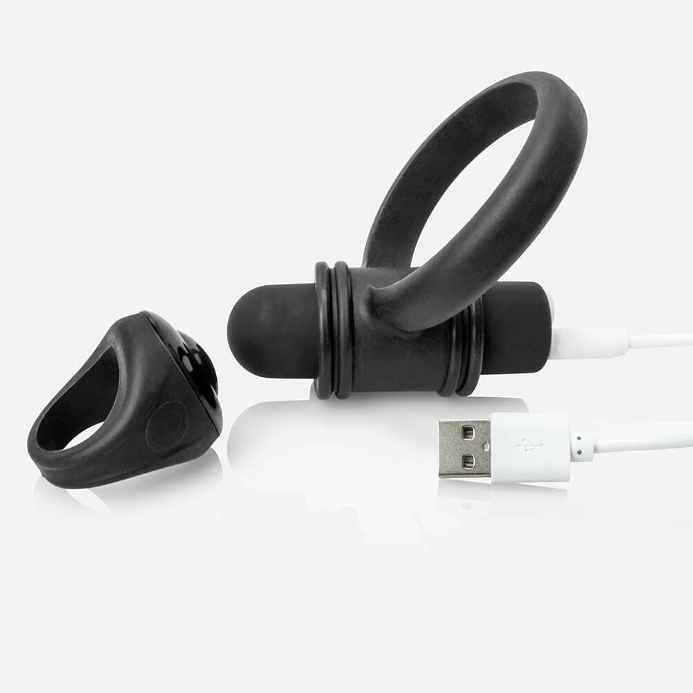 My Secret Screaming O Rechargeable Remote Control Vibrating Ring Set for Him - Black
